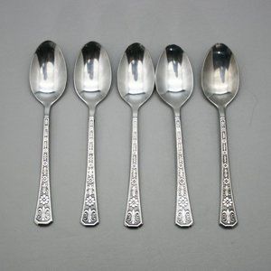 Lot of 5 Teaspoons Interpur Florenz Flatware 6" Set Stainless 8-Pedal Korea